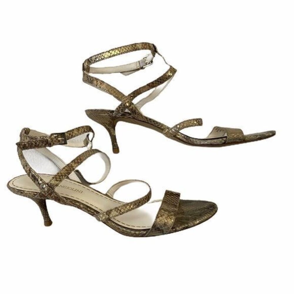 Enzo Angiolini Mercha Metallic Snake Print Heels